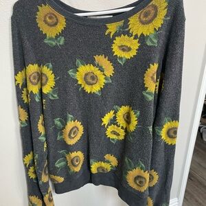 Wildfox Gray Sweater with Sunflower Print